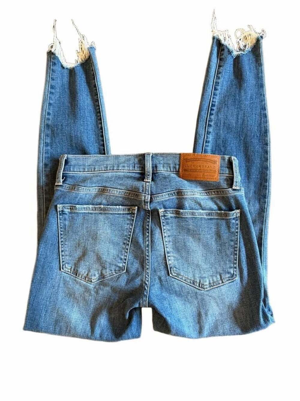 Lucky Brand Ava Mid Rise Skinny Size 4/27 Distressed Hem Denim Jeans